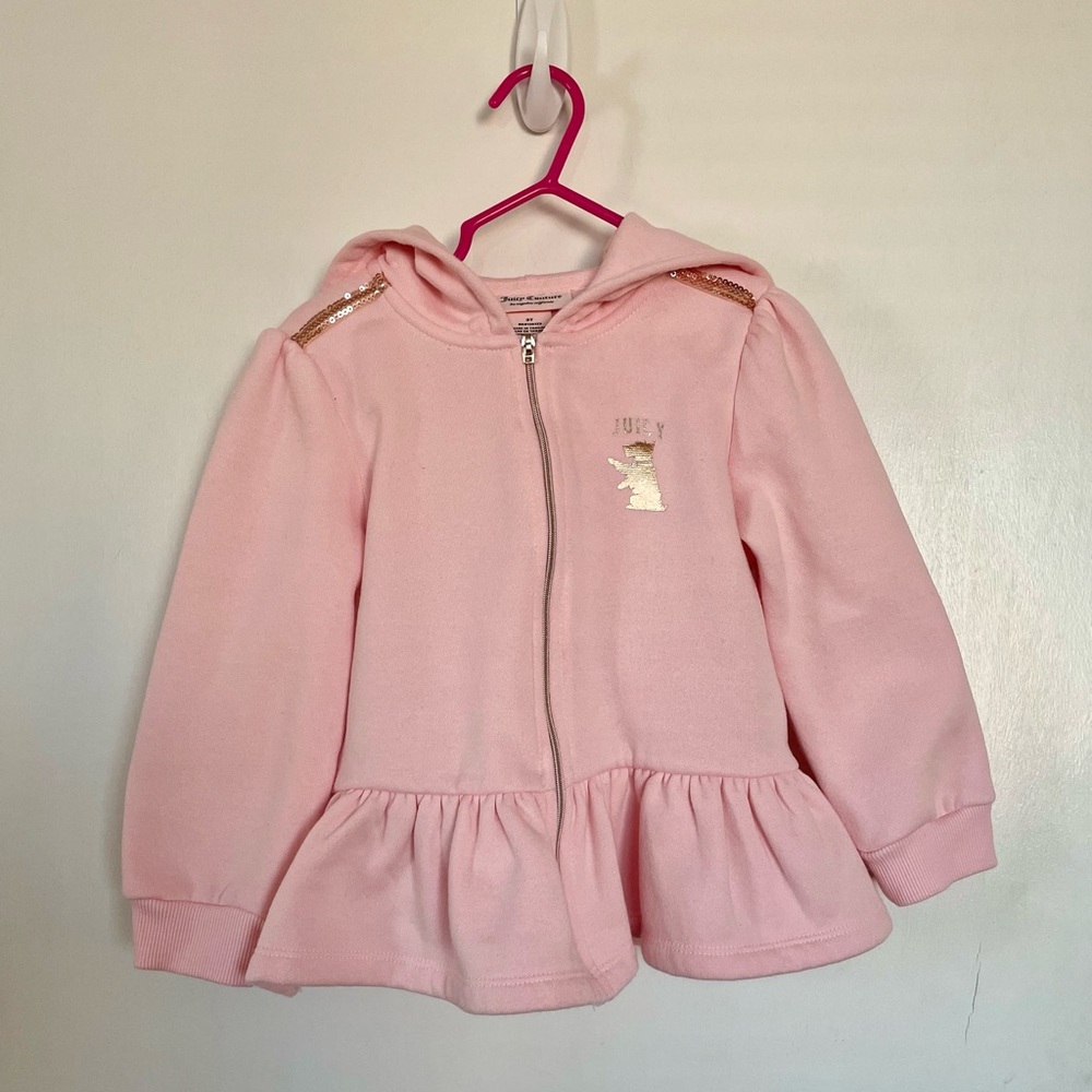 Juicy Couture Toddler Hooded Zip Logo Sweater - Size 3T - Picture 1 of 11
